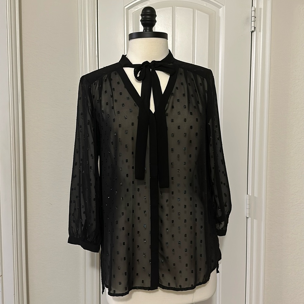 Black Metallic Thread Pattern Button Down - image 1